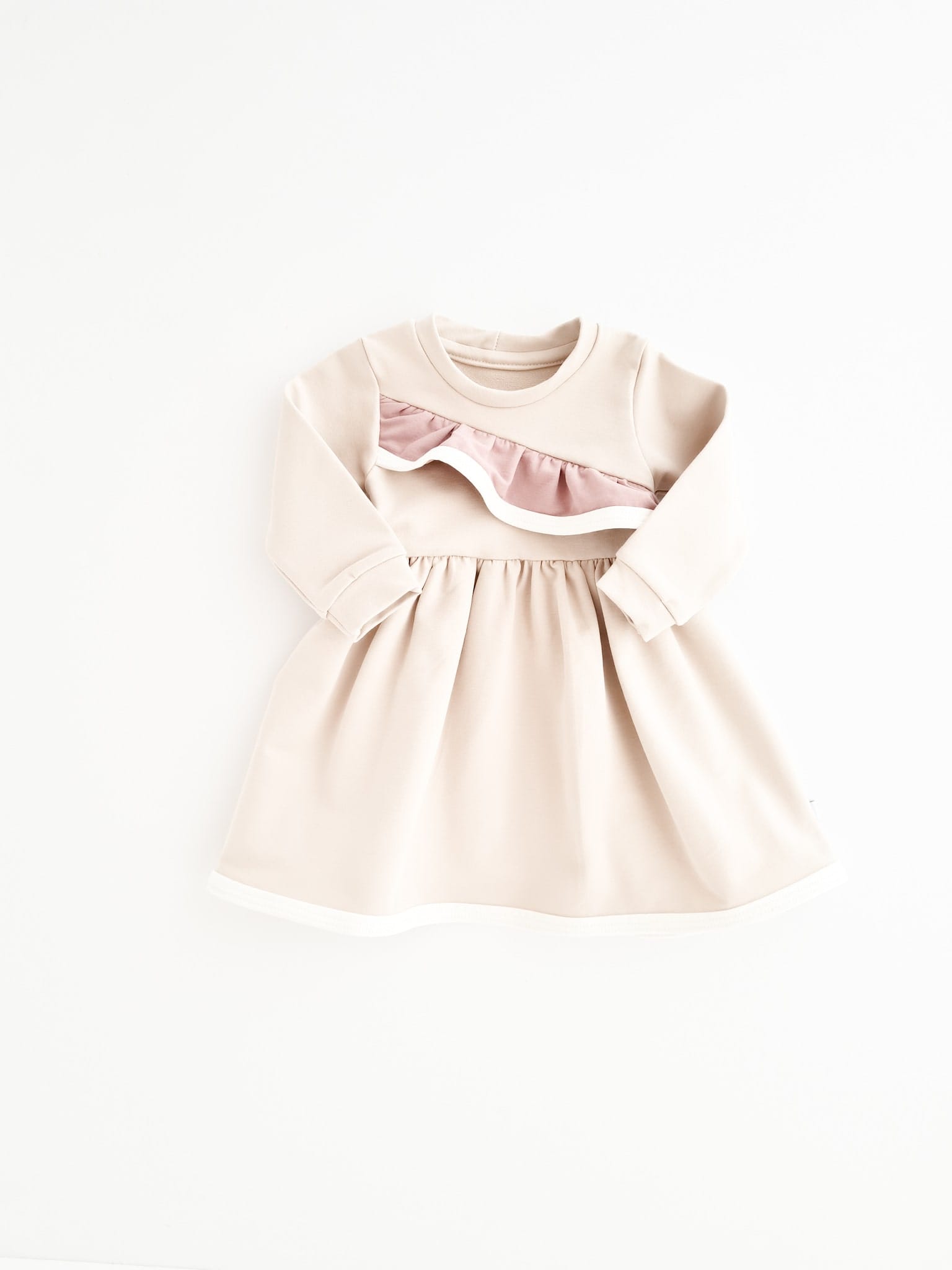 Dress with slanted ruffle