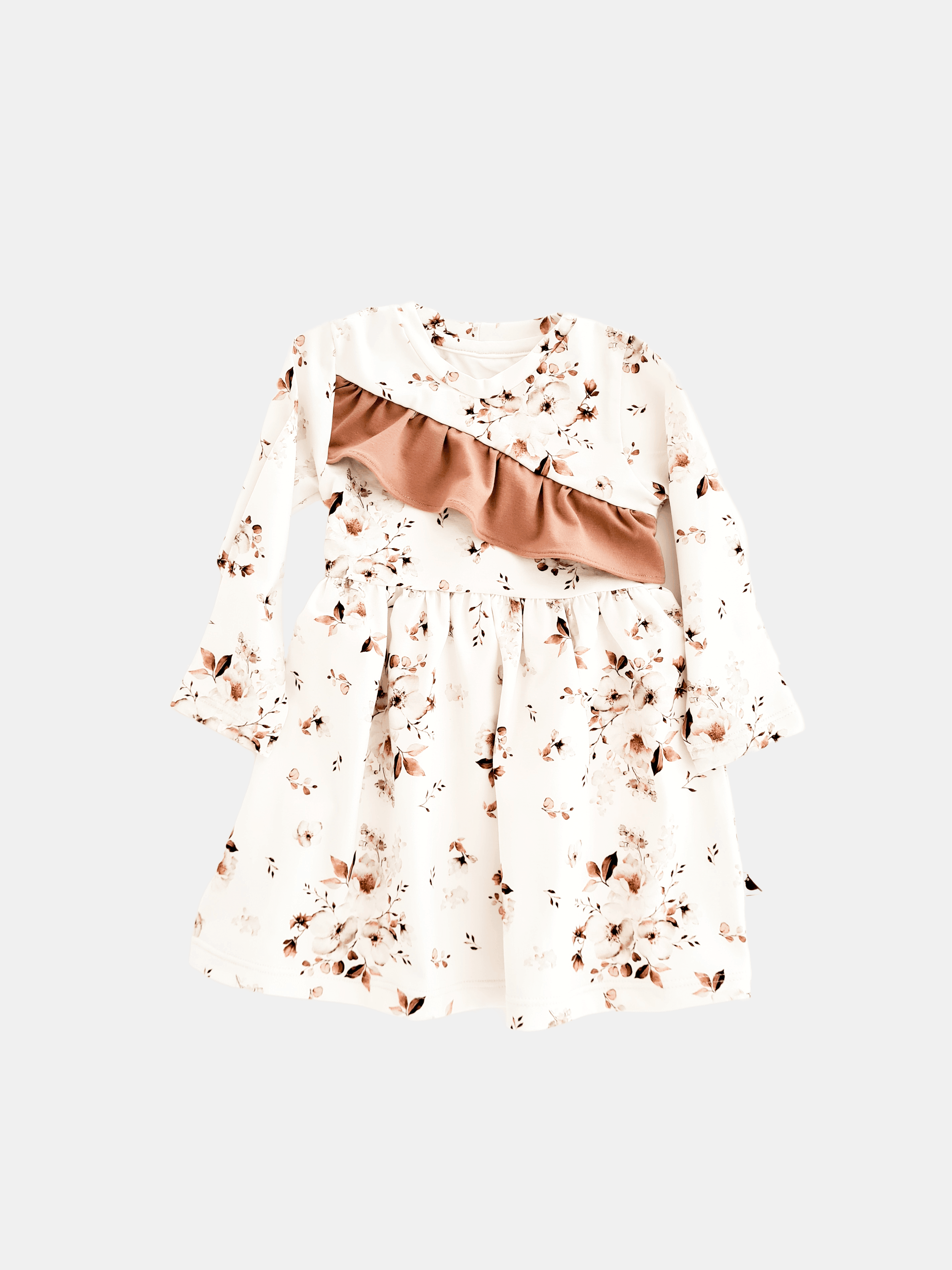 Autumn dress with brown ruffle