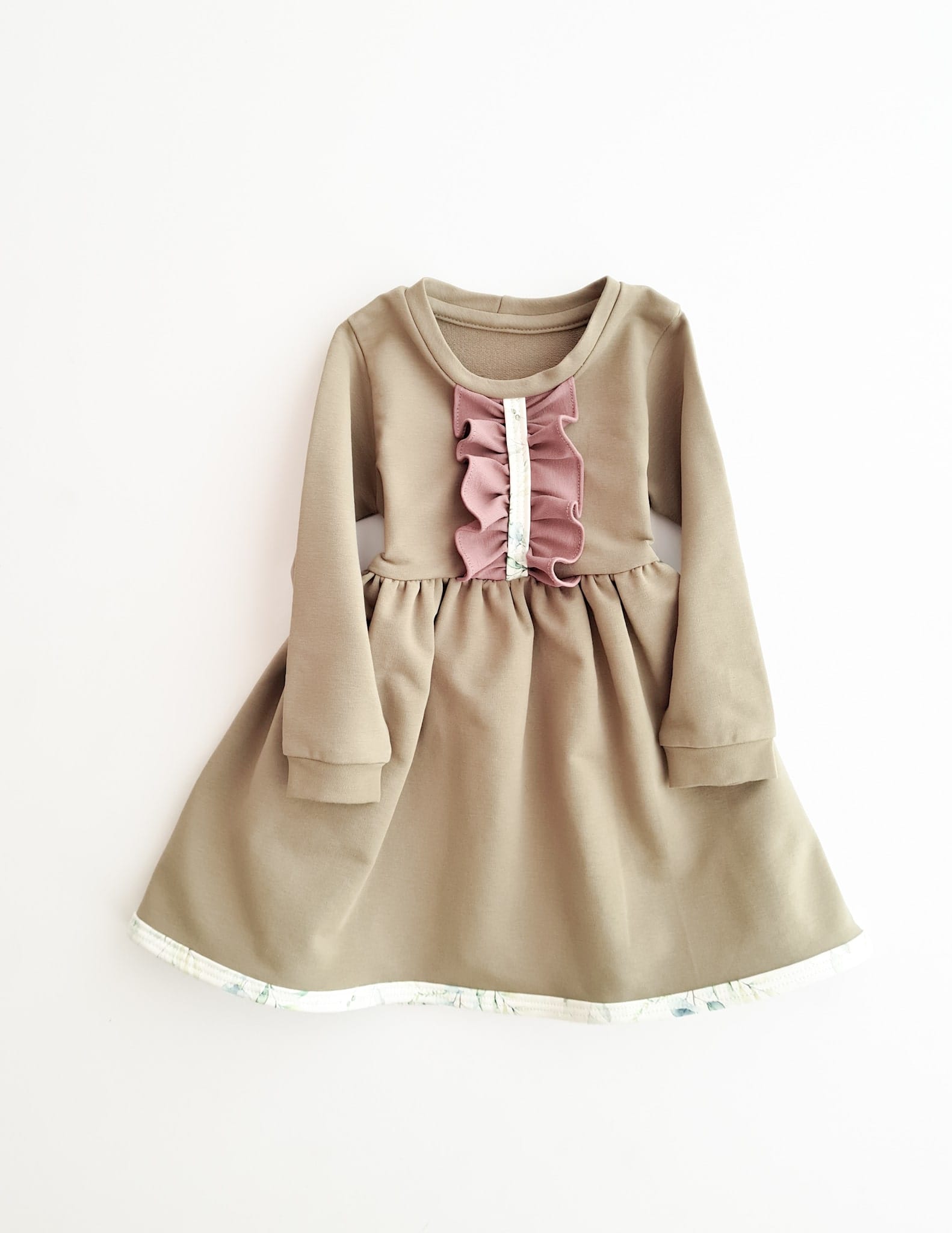 Olive green dress with ruffle